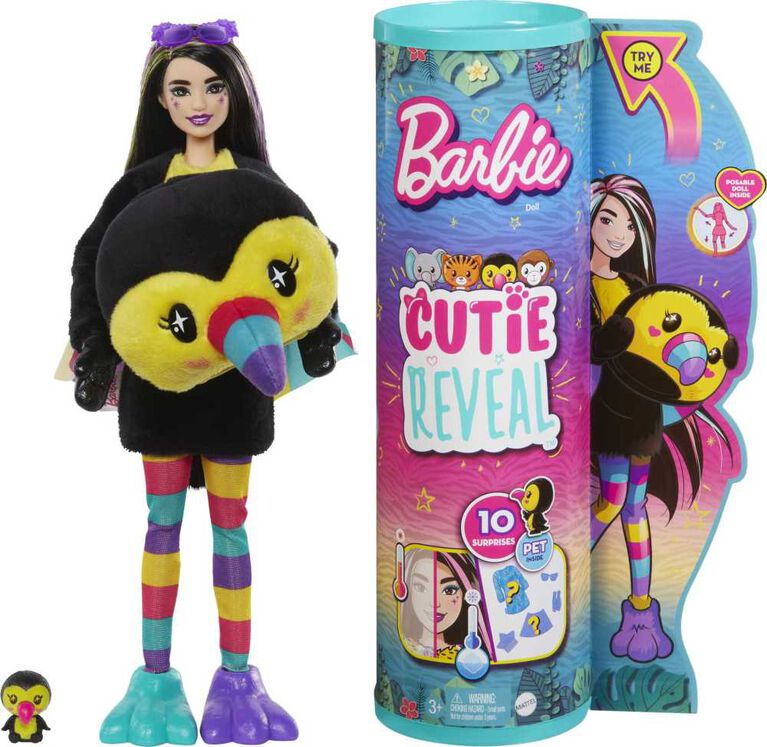 Barbie Cutie Reveal Chelsea Doll and Accessories, Jungle Series, Toucan-Themed Small Doll Set