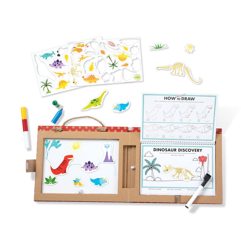 Melissa & Doug Natural Play: jouer, dessiner, créer un kit de dessin et d'aimants réutilisables - Dinosaures (41 aimants, 5 marqueurs effaçables à sec)