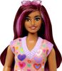 Barbie-Barbie Fashionistas 207-Poupée mèches roses et robe à coeurs