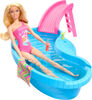 Barbie Doll and Pool Playset, Blonde with Pool, Slide, Towel and Drink Accessories