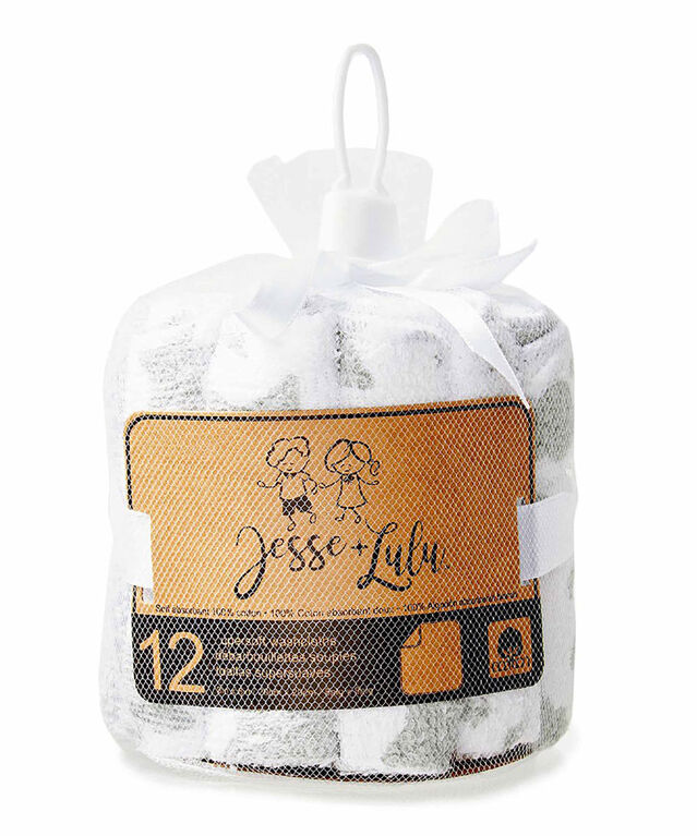 Jesse & Lulu 12-Pack Sky Theme Washcloth: Grey