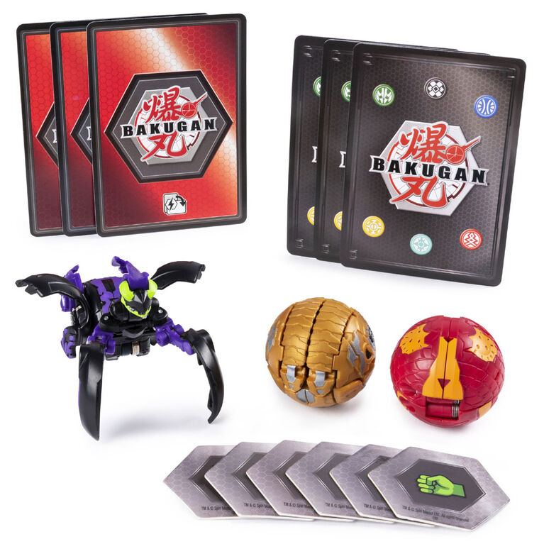 Bakugan, Starter Pack 3 personnages, Darkus Mantonoid, Créatures transformables à collectionner.