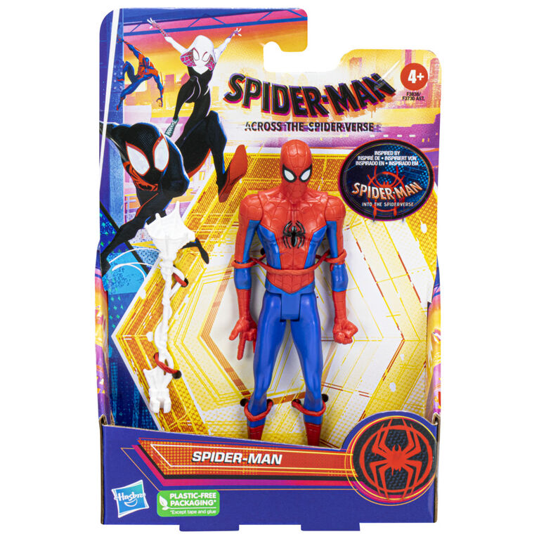 Marvel Spider-Man: Across the Spider-Verse Spider-Man Toy, 6-Inch-Scale Action Figure with Web Accessory, Marvel Toys for Kids Ages 4 and Up