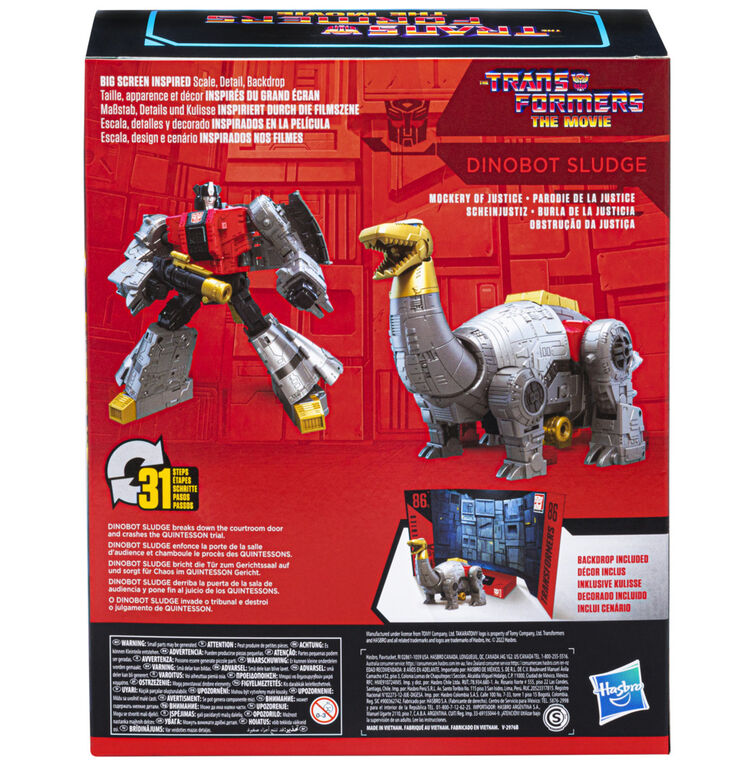 Transformers Studio Series 86-15, figurine Dinobot Sludge 1986 de 21,5 cm de Les Transformers : le film, classe Leader