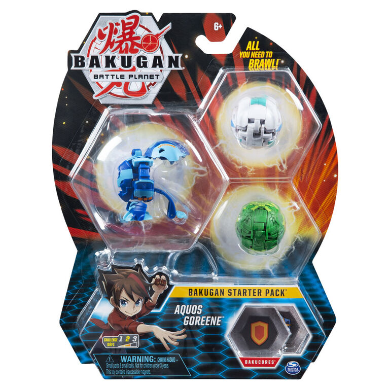 Bakugan Starter Pack 3-Pack, Aquos Goreene, Collectible Action Figures