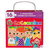 CoComelon, Coffret de 4 puzzles de 16 pièces faciles à assembler, JJ et ses amis, Série YouTube et Netflix, avec boîte cadeau portable à poignée en corde