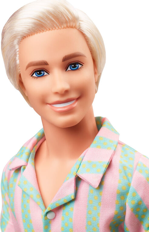 Barbie The Movie Ken Doll Wearing Pastel Striped Beach Matching Set