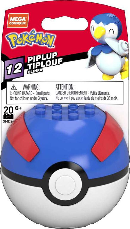 Mega Pokemon Piplup Construction Set with character figures (20 Pieces)