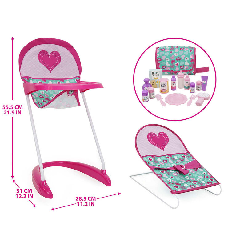 Ensemble de jeu pour poupée 21 pièces, motif Mint Heart