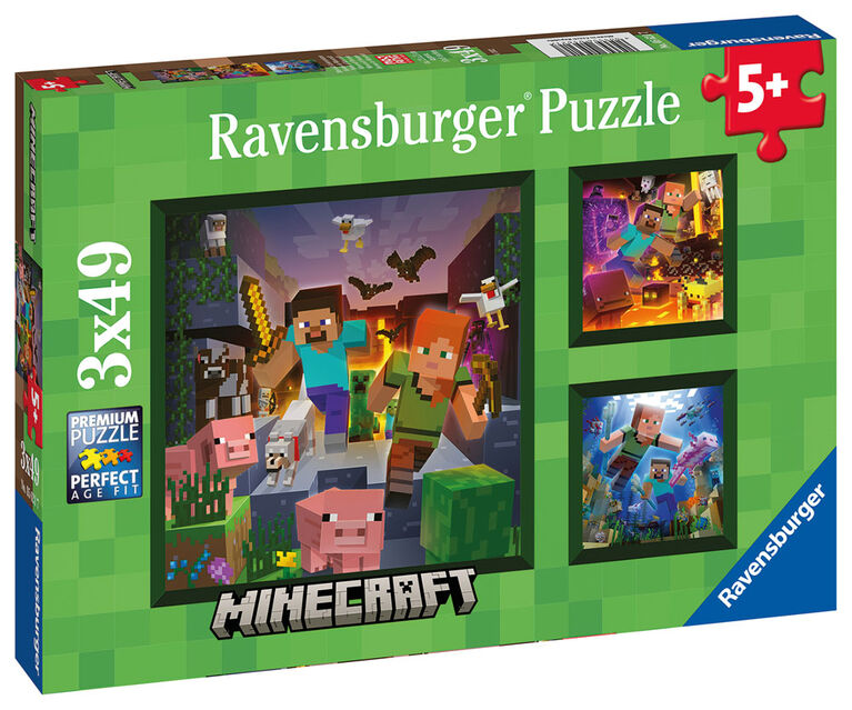 Ravensburger Minecraft Biomes 49-Piece Jigsaw Puzzle (3 Pack)