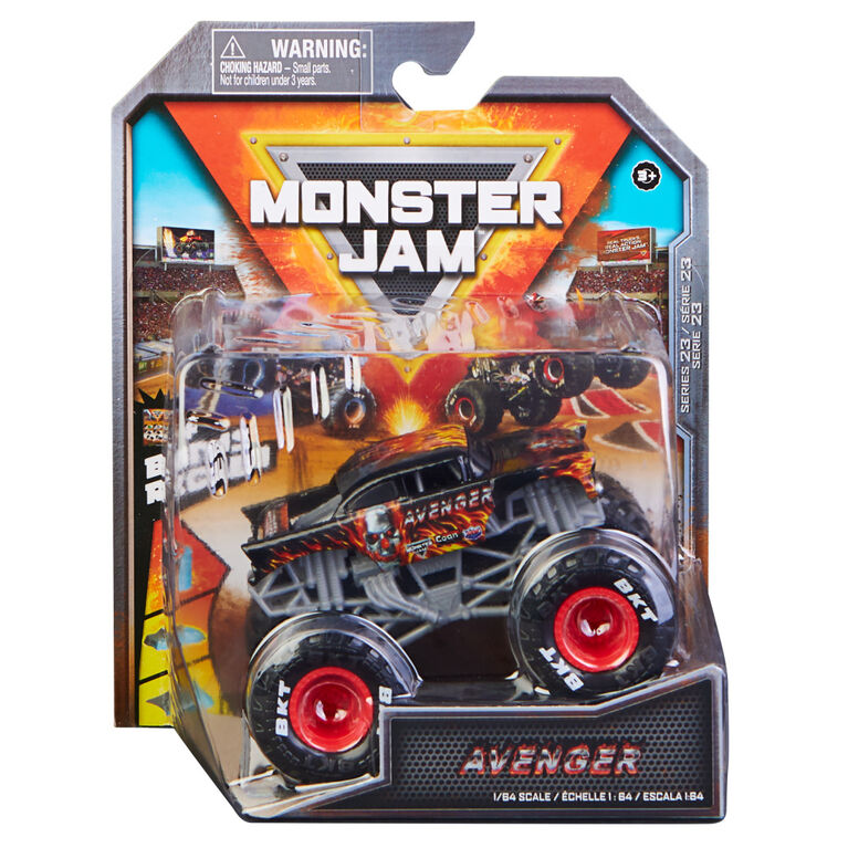 Monster Jam, Official Avenger Fire Monster Truck, Die-Cast Vehicle, Arena Favorites Series, 1:64 Scale