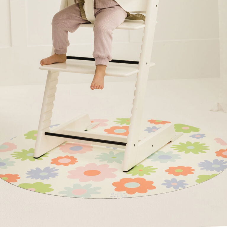 Catch All Splat Mat For Mealtime & Playtime Mess, Flower Power