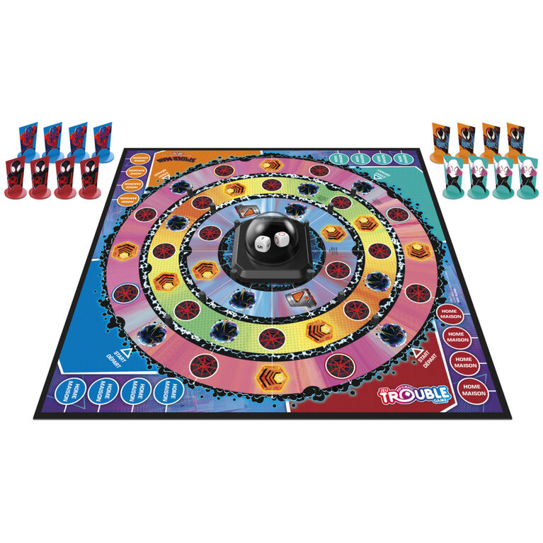 Trouble: Spider-Man Across the Spider-Verse Part One Edition Game for Marvel Fans, 2-4 Players, Rotating Gameboard