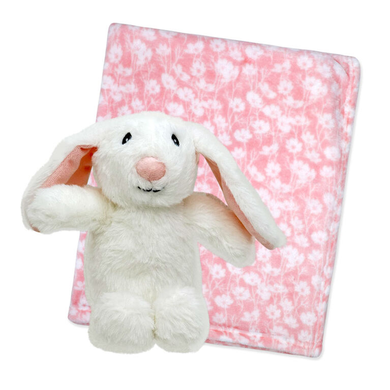 Jesse & Lulu Fleece Blanket with Pink Bunny Toy