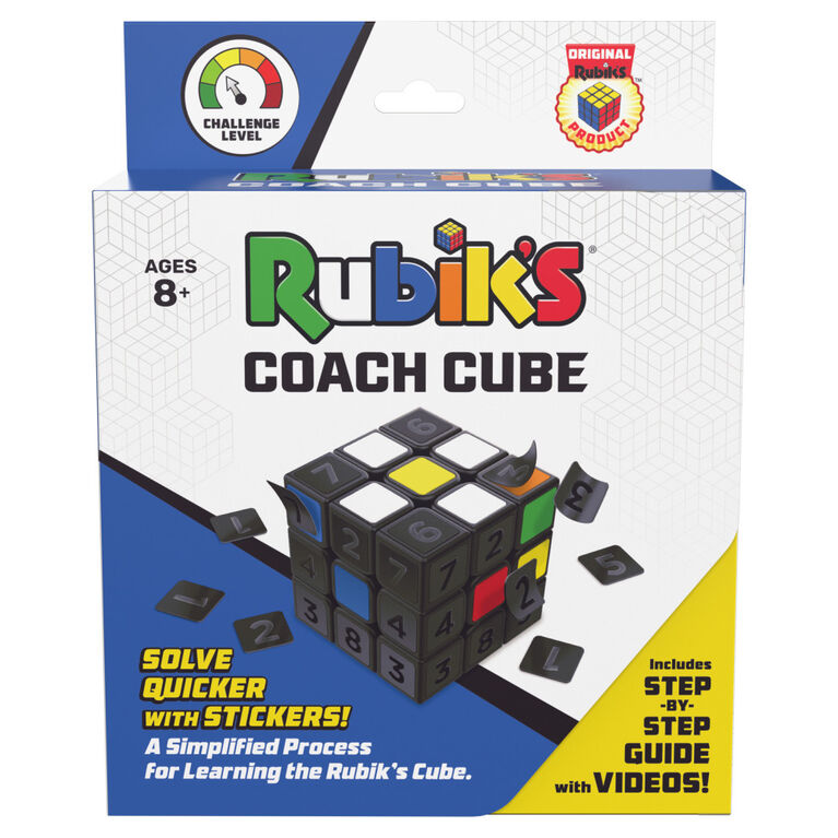 Rubik's Coach Cube, Learn to Solve 3x3 Cube with Stickers, Guide, and Videos | Stress Relief Fidget Toy | Adult Toy Fidget Cube