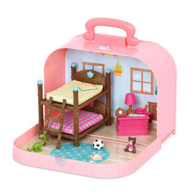 Li'l Woodzeez, Travel Suitcase Bunk Beds Playset in Carry Case