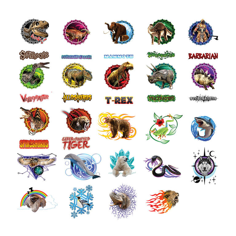 Orb Arcade Royaume Sauvage & Dino Tatouage 4D - Les couleurs et les motifs peuvent varier
