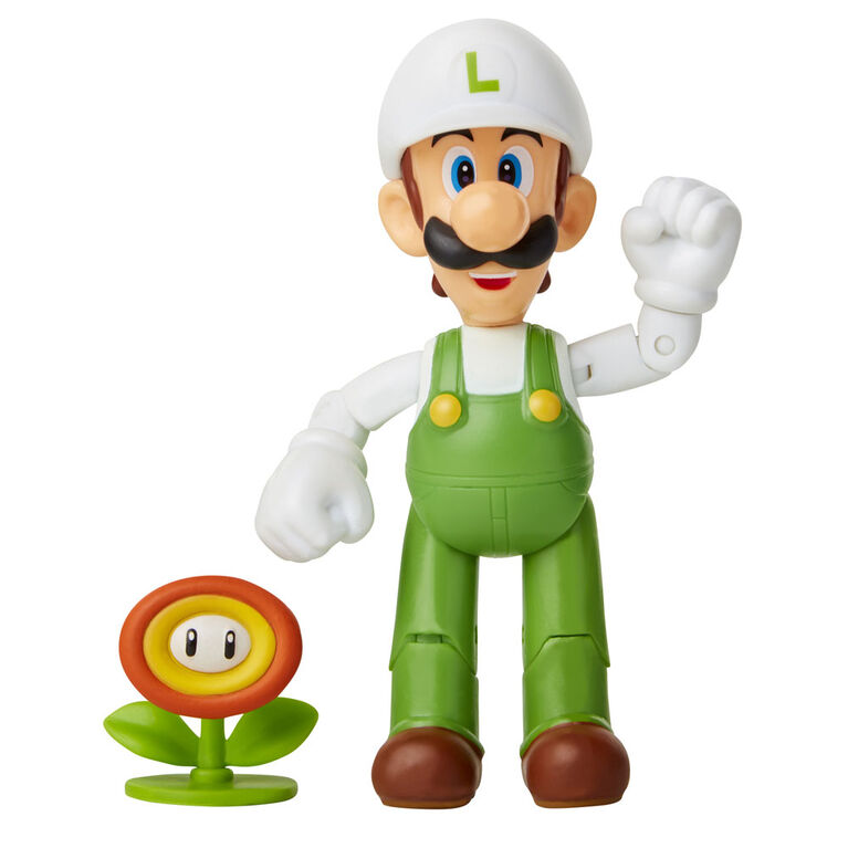 Nintendo 4" Figure: Fire Luigi with Fire Flower