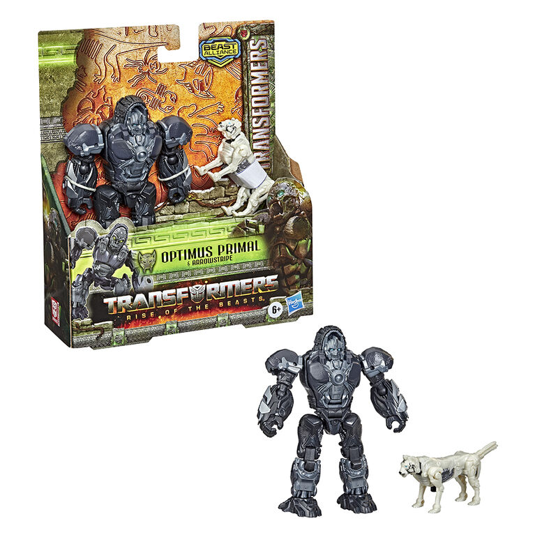 Transformers: Rise of the Beasts Movie Beast Alliance Beast Weaponizers 2-Pack Optimus Primal Toy, 5-inch