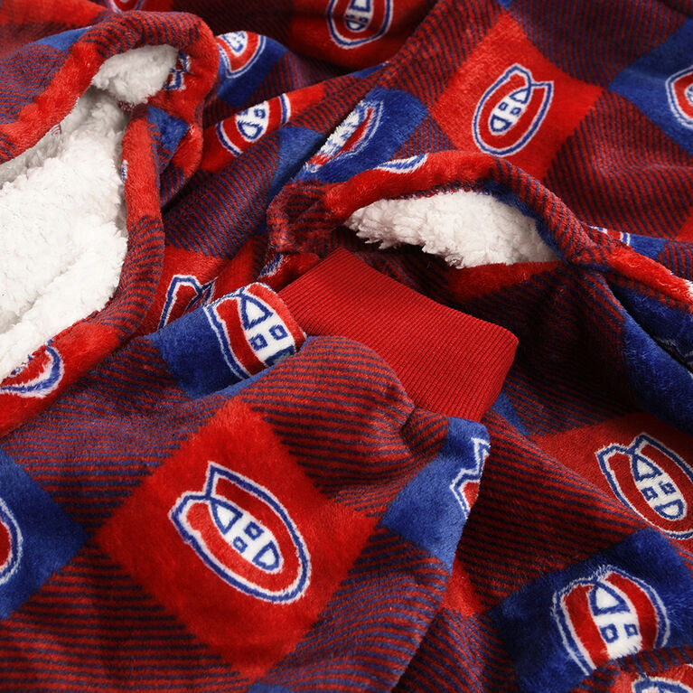 NHL Montreal Canadiens Oversized Wearable Sherpa Hooded Blanket, One Size Fits Most