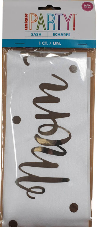 Gold Foil "Mom to Be" Satin Sash - English Edition