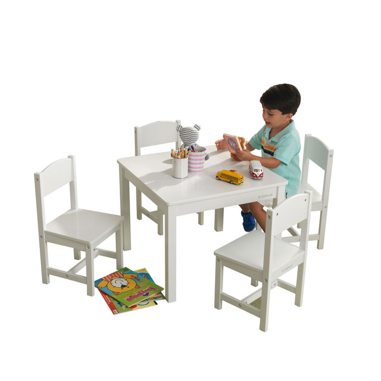 Ensemble Table et 4 chaises Farmhouse - Blanc