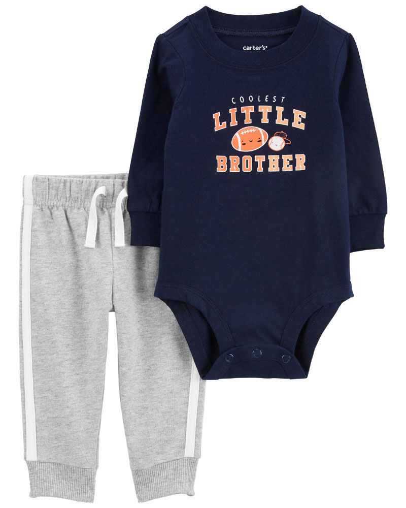 Carter s Two Piece Little Brother Bodysuit Pant Set Navy 12M