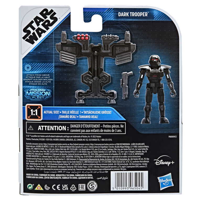 Star Wars Mission Fleet, Dark Trooper Attaque, classe équipement, figurine de 6 cm avec véhicule