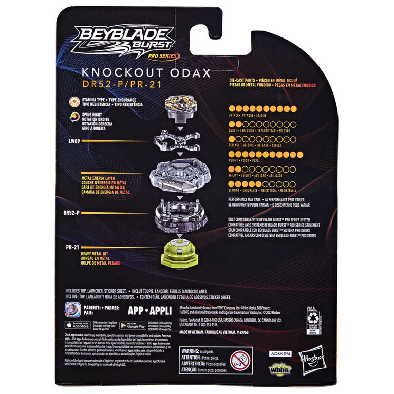 Beyblade Burst Pro Series Knockout Odax Spinning Top Starter Pack