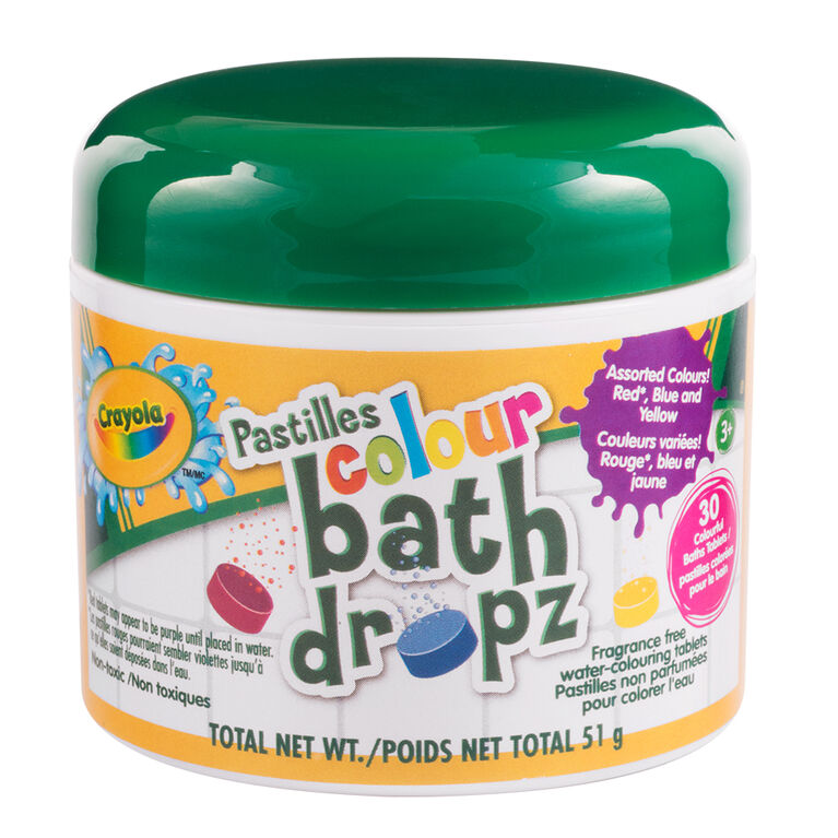 Pastilles sans parfum Colour Bath Dropz de Crayola pour baignoire 51g