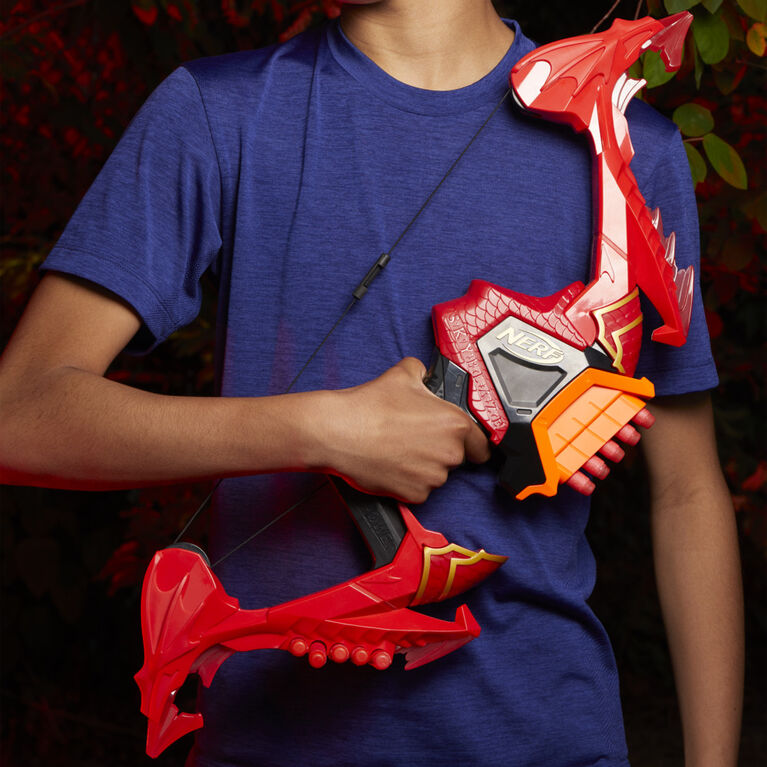 Nerf DragonPower Skyblaze Dart Bow, Inspired by Dungeons and Dragons, Dragon Bow Action, 10 Nerf Darts, 5-Dart Storage - R Exclusive