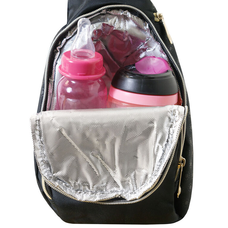 Sac à langer Fisher Price Hobo, noir avec bordure dorée