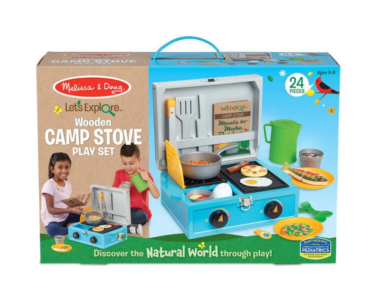 Explorons! Ensemble de jeu de poêle de camp en bois