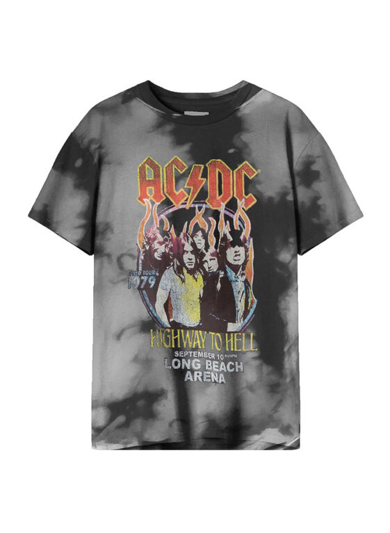 ACDC-Long Beach- Tshirt Teinture à la cravate noire- X Grand