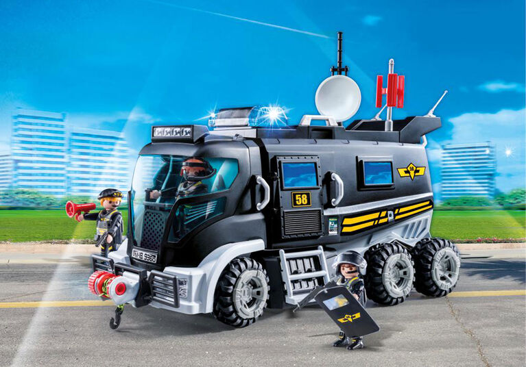 Playmobil - Camion des policiers d'élite avec sirène et gyrophare