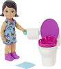 Barbie Small Doll and Accessories, Babysitters, Inc. Set with Toilet and 5 Pieces