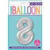 Ballon en aluminium argenté en forme de nombre 34" - 8
