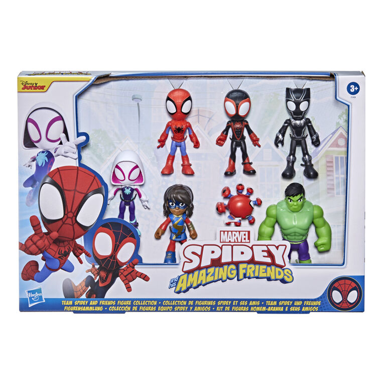 Marvel Spidey and His Amazing Friends Hero Reveal 2-Pack, Action Figures,  Mask Flip Feature, Ghost-Spider and Black Panther, 3 And Up 