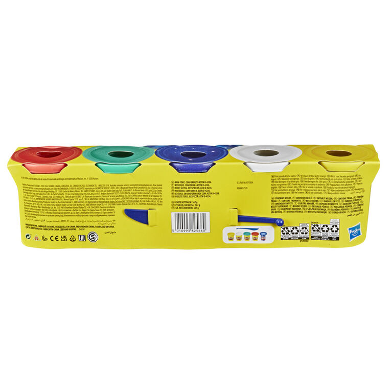 Play-Doh Célébration saphir, 5 pots avec couleurs bleu saphir pailleté, vert, rouge, blanc et jaune