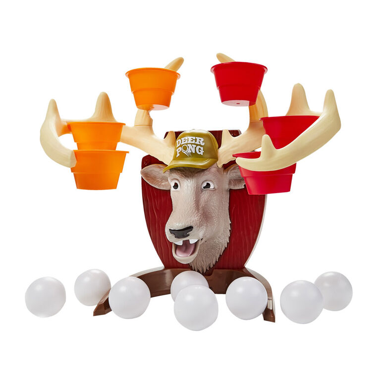 Deer Pong Game, Features Talking Deer Head and Music, Includes 6 Party Cups And 6 Balls - English Edition
