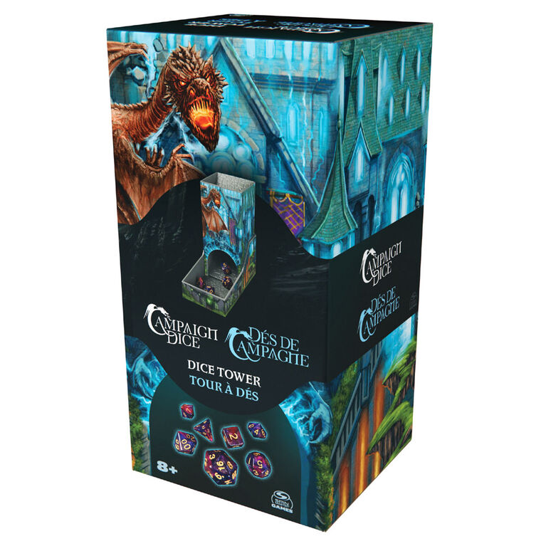 Campaign Dice Tower, Jeux de rôle et de plateau, 7 dés polyédriques de voyage DND Dungeons Dragons MTG Magic the Gathering