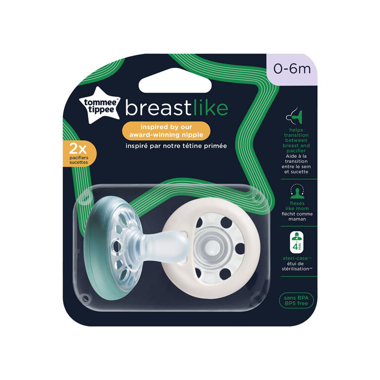 Tommee Tippee Breast-Like Pacifier, Includes Sterilizer Box (0-6m, 2 Count)