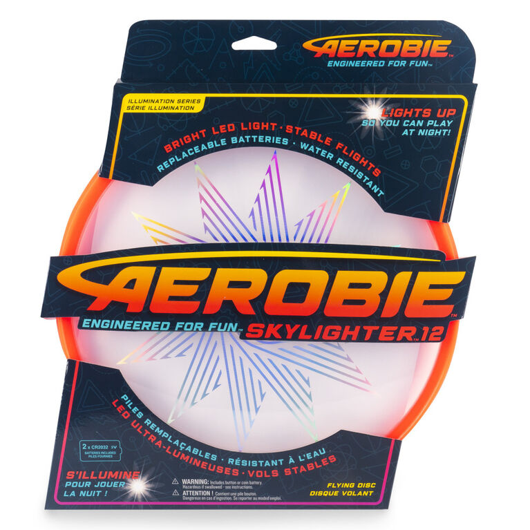 Aerobie Skylighter Disc - 12 Inch LED Light Up Flying Disc - Red