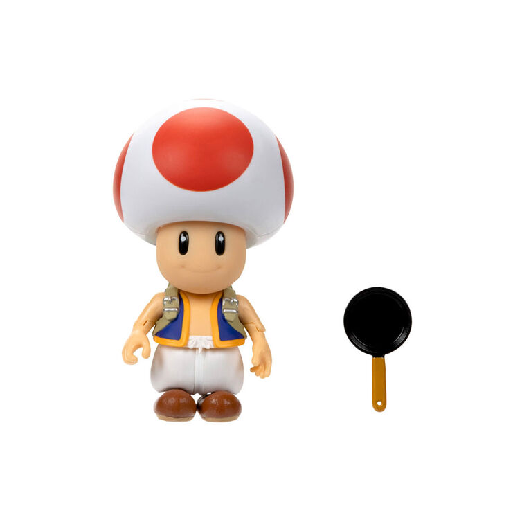 Super Mario Bros Le Film - Série de figurines de 5" avec accessoire - Figurine Toad avec Poêle à frire comme accessoire