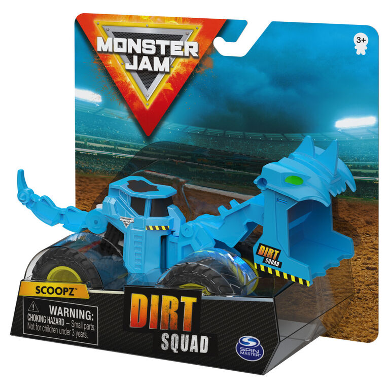 Monster Jam, Official Scoopz Dirt Squad Scooper Monster Truck with Moving Parts, 1:64 Scale Die-Cast Vehicle