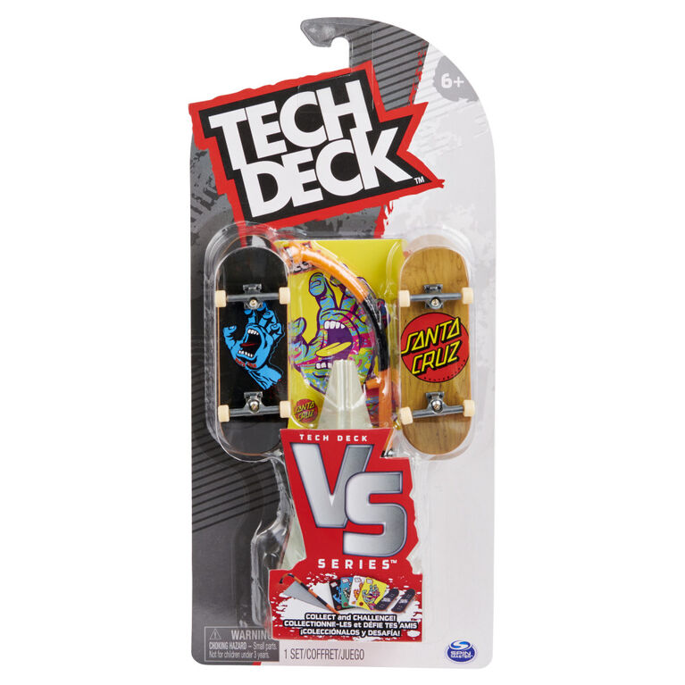 Tech Deck, Santa Cruz Skateboards Versus Series, Coffret de 2 fingerboards à collectionner et obstacle