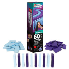H5 Domino Creations, 60-Piece Blue/Purple Set by Domino Artist YouTuber Lily Hevesh Classic Family Game
