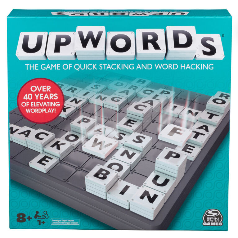 Upwords, Word Game with Stackable Letter Tiles & Rotating Game Board, Games for Family Game Night
