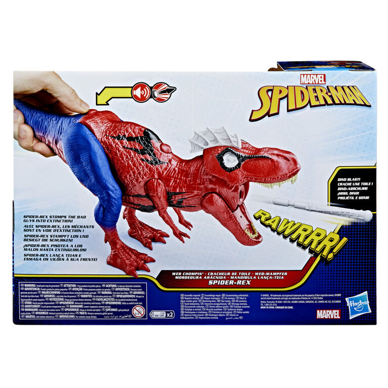 Marvel Spider-Man Web Chompin' Spider-Rex Action Figure, Sounds and Dino Blast Action