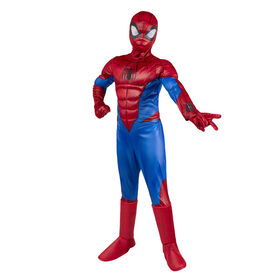 MARVEL'S SPIDER-MAN DELUXE YOUTH COSTUME - Combinaison musclée avec motif imprimé et rembourrage en polyfill plus bandeau et gants en tissu